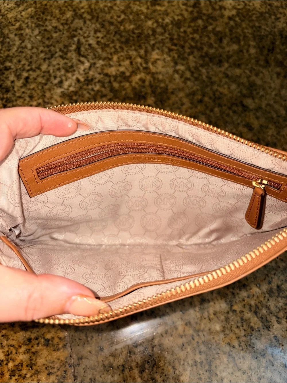 Michael Kors Caramel Quilted Leather Wristlet with Gold Hardware - Picture 3 of 4